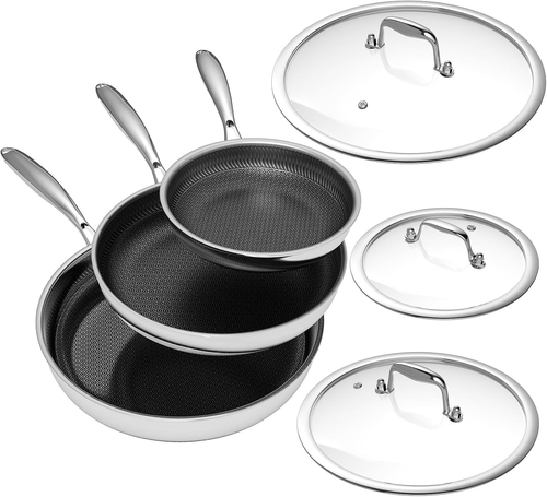 3-Piece Nonstick Frying Pan Set with Glass Lids